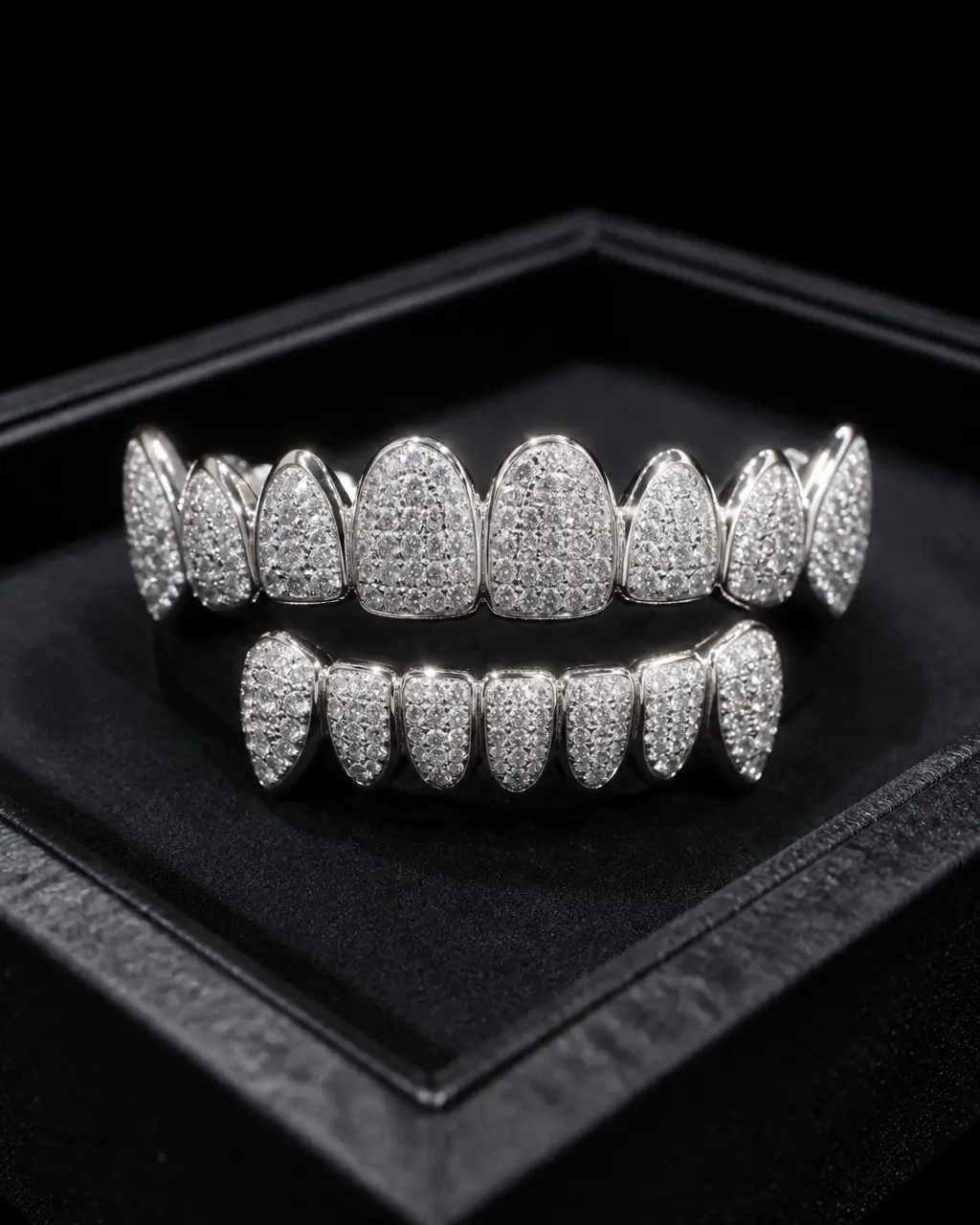 Custom iced-out diamond grill set