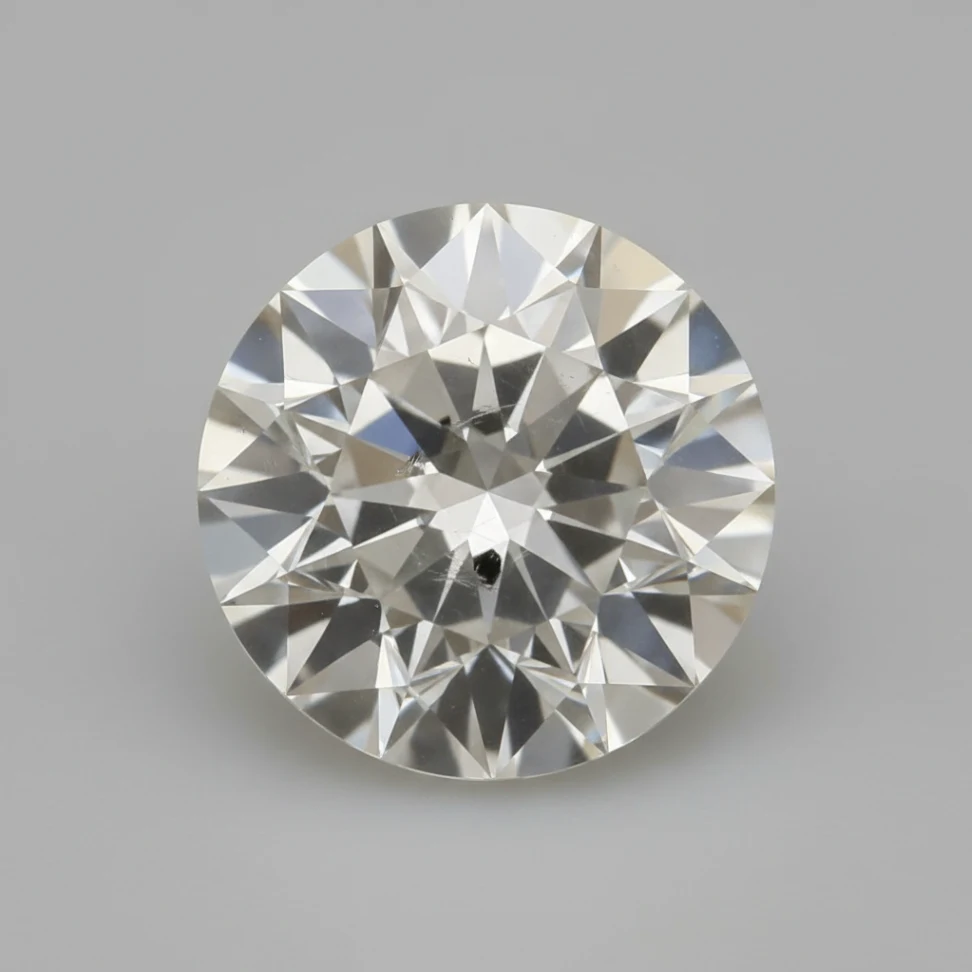 Representative I1 diamond clarity image showing a loose round brilliant diamond face-up