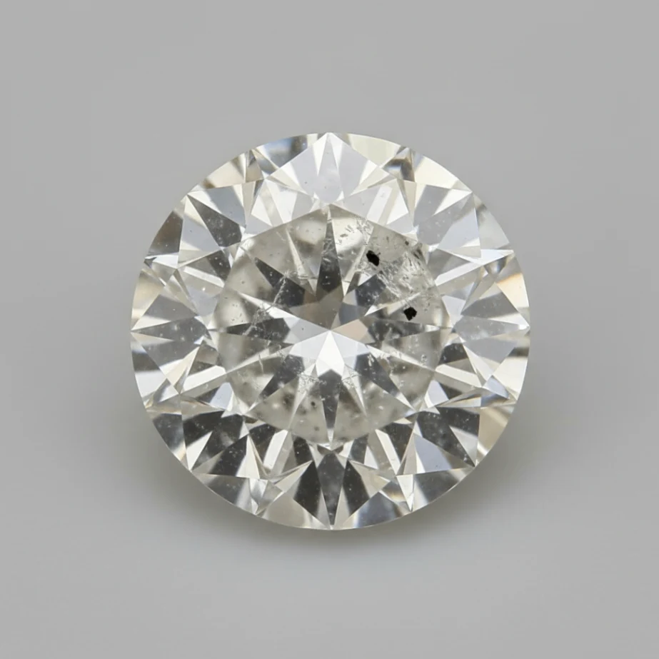 Representative I2 diamond clarity image showing a loose round brilliant diamond face-up