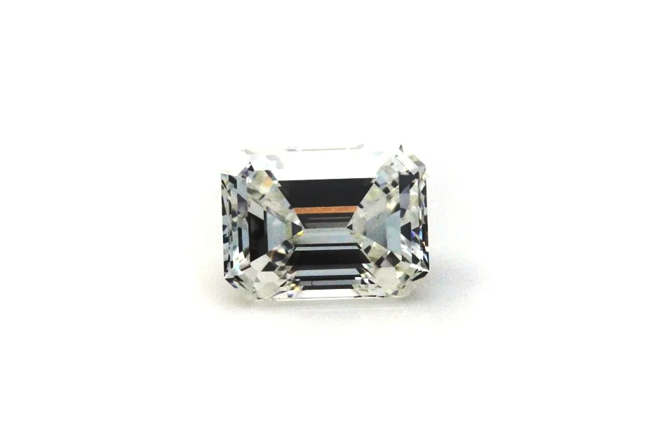 Loose emerald-cut diamond showing rectangular step facets